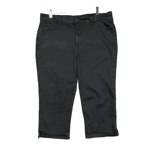 NYDJ Jeans Womens 16 Black Crop Capri Lift Tuck Tech Cotton Stretch‎ High Rise - Picture 1 of 16
